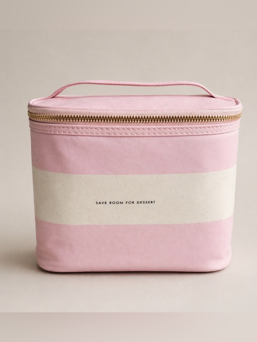 Kate Spade Save Room For Dessert Lunch Tote Blush Rugby Stripe Insulated Cooler